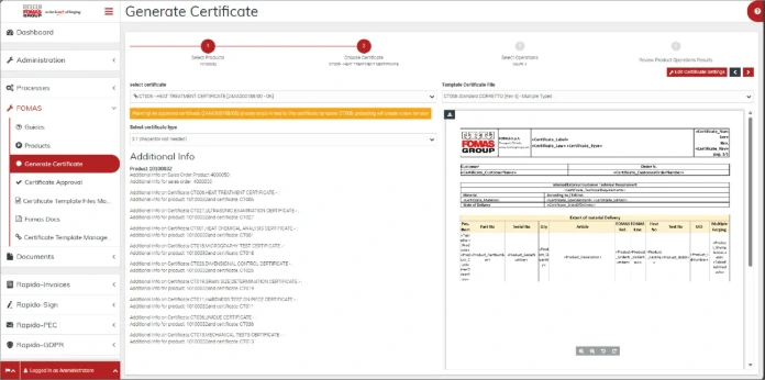 2- Recupero automatico del tipo di certificato da utilizzare, con possibilità di modifica e scelta mode