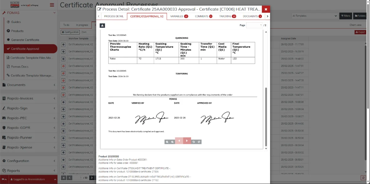 8- Certificato generato in PDF e firmato
