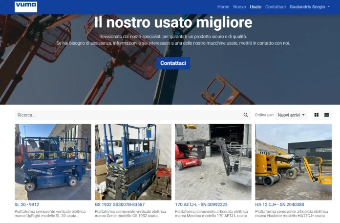 1. Sito web - panoramica catalogo usato