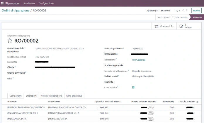 2. Riparazioni - Dettaglio riparazione sconto e campi custom 2 - operazioni-2