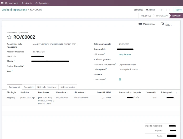 1. Riparazioni - Dettaglio riparazione sconto e campi custom - componenti-1